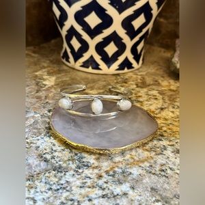 Silver Moonstone Cuff Bracelet